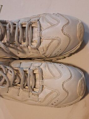 WOMENS SKECHERS SPORT TRAIL WHITE SNEAKERS WITH SILVER